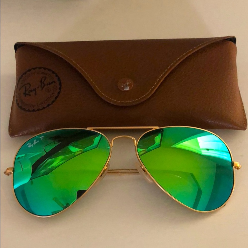 Ray Ban Polarized Aviator Green Flash Lenses